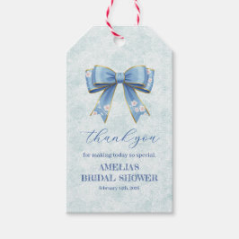 Elegant Blue Bow Engagement Party Invitation Geschenkanhänger