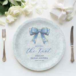 Elegant Blue Bow Engagement Party Invitation Pappteller