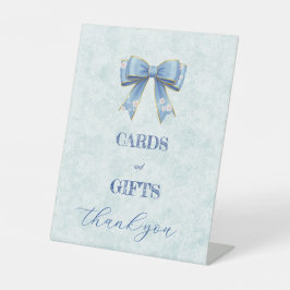Elegant Blue Bow Engagement Party Invitation Sockelschild