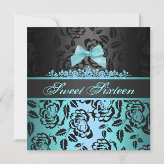 Elegant Blue Bow Sweet 16. Geburtstag Einladung