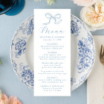 Elegant Blue Bow Wedding Menükarte<br><div class="desc">Genießen Sie das blaue Bug-Hochzeitsmenü, das Eleganz mit einem leichten, romantischen Ambiente verbindet. An der Spitze sitzt ein handgezeichnet Bogen mit "Menu" in anmutiger Kalligrafie. Personalisieren Sie mit Ihren Namen, Hochzeitsdatum und Abendessen Details zum Anzug Ihrer Feier. Dieses weiche blaue Design ist ideal für Gartenhochzeiten, an der Küste oder am...</div>