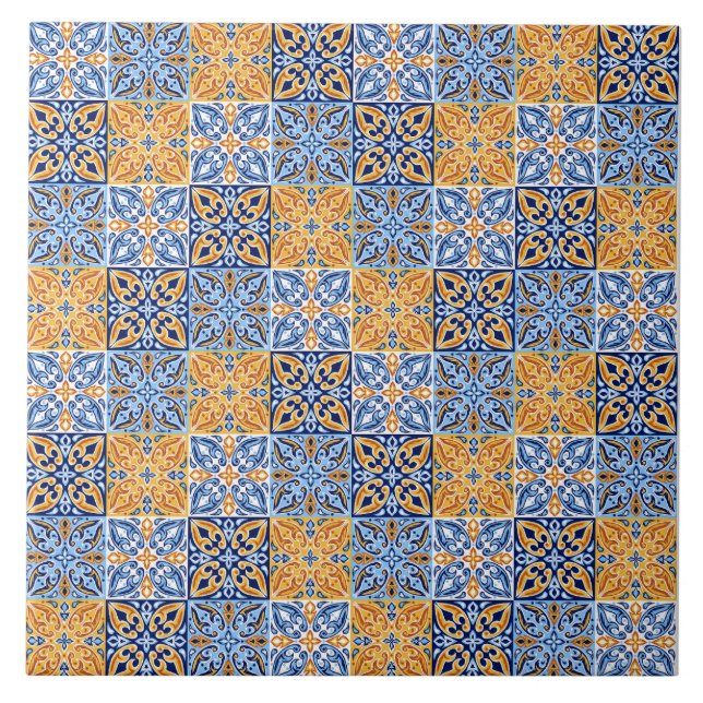 Elegant blue& brow yellow Italian  pattern  Fliese (Vorderseite)
