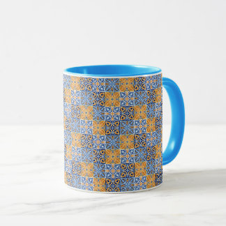 Elegant blue& brow yellow Italian  pattern  Tasse