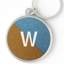 Elegant Blue &Brown Glitter Monogram