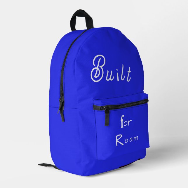 Elegant Blue Built for Roam  Cut Sew Bedruckter Rucksack (Rückseitige Ecke links)