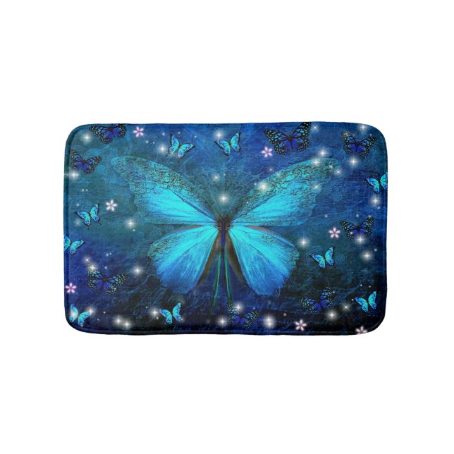 Elegant Blue Butterfly Badematte (Vorderseite)