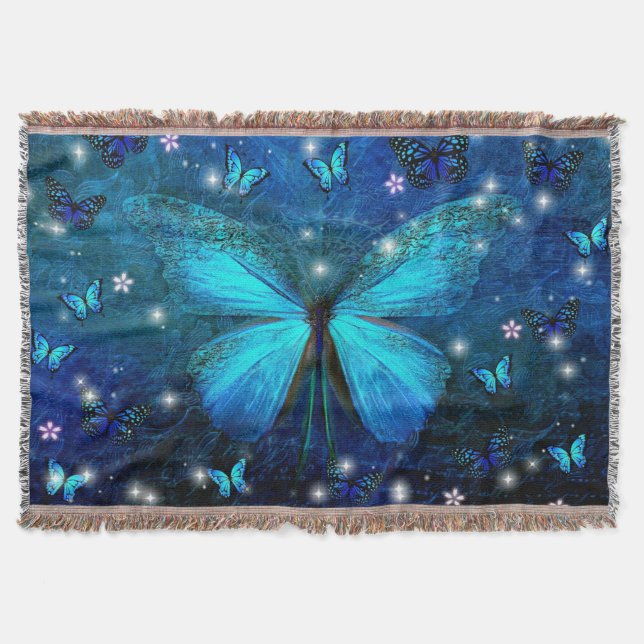 Elegant Blue Butterfly Decke (Vorderseite)