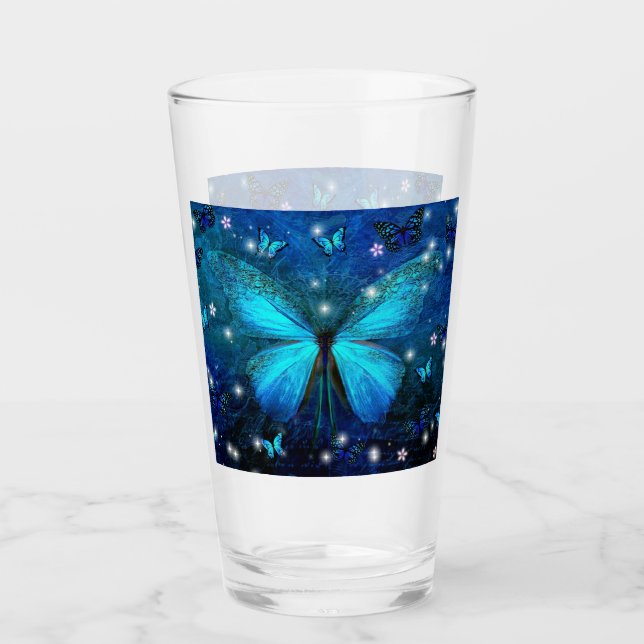 Elegant Blue Butterfly Glas (Vorderseite)