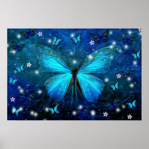 Elegant Blue Butterfly Poster
