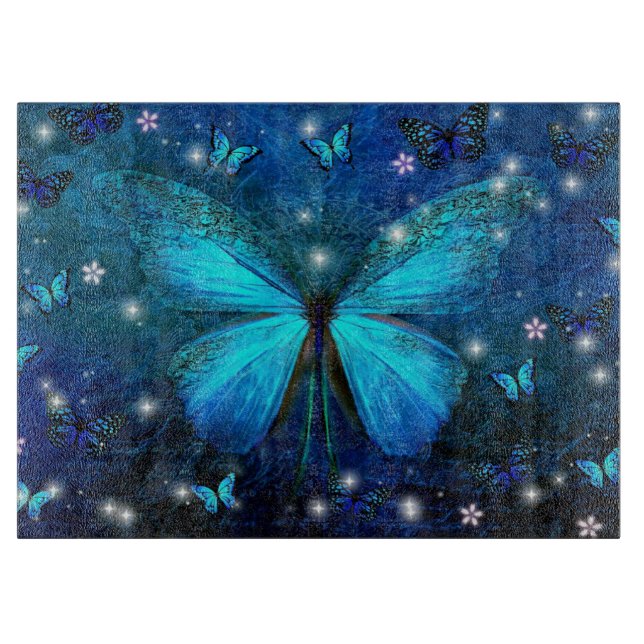 Elegant Blue Butterfly Schneidebrett (Vorderseite)