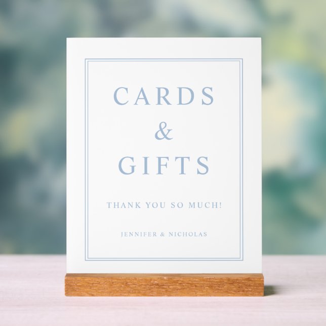 Elegant Blue Cards And Gifts Wedding Acrylschild (Neutral)