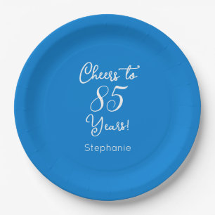 Elegant Blue Cheers to 85 Years 85 th Birthday Pappteller