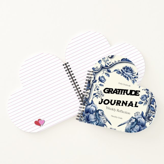 Elegant Blue Chinoiserie Dankbarkeit Journal Cover Notizbuch (Innenseite)