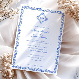 Elegant Blue Chinoiserie Einladung Hochzeit