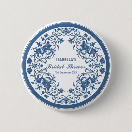 Elegant Blue Chinoiserie Viktorianisches Chinesisc Button