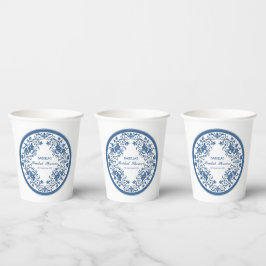 Elegant Blue Chinoiserie Viktorianisches Chinesisc Pappbecher