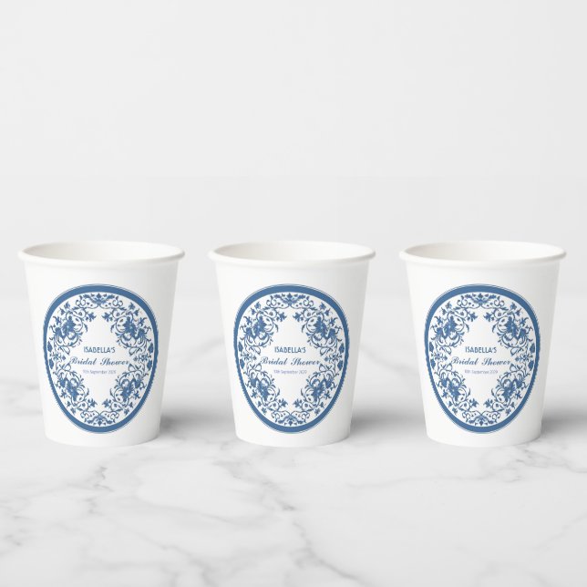 Elegant Blue Chinoiserie Viktorianisches Chinesisc Pappbecher (Multi)