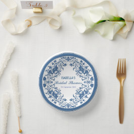 Elegant Blue Chinoiserie Viktorianisches Chinesisc Pappteller
