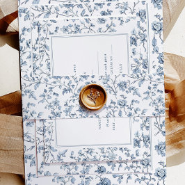 Elegant Blue Chinoiserie Wedding Einladungsbanderole