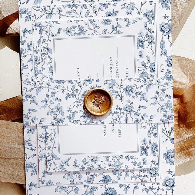 Elegant Blue Chinoiserie Wedding Einladungsbanderole (Von Creator hochgeladen)