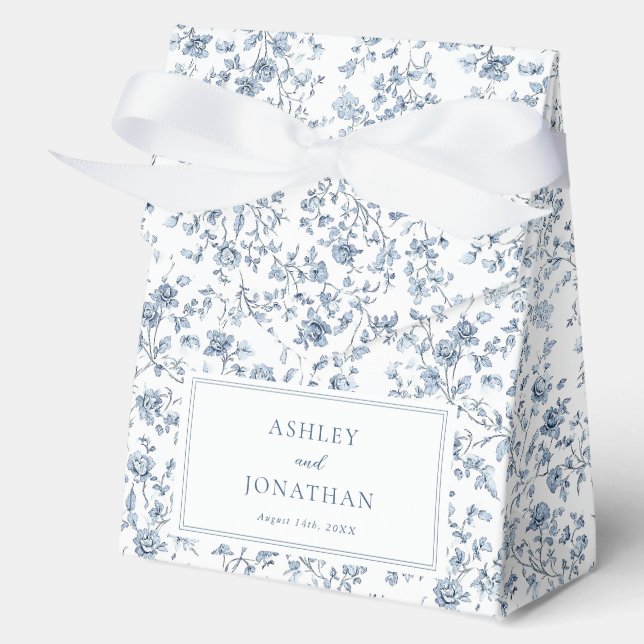 Elegant Blue Chinoiserie Wedding Geschenkschachtel (Vorderseite)