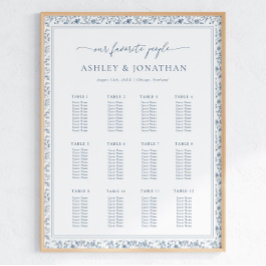 Elegant Blue Chinoiserie Wedding Seating Chart Poster