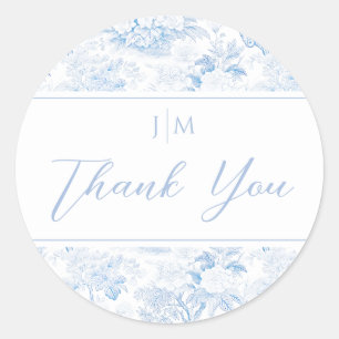 Elegant Blue Chinoiserie Wedding Vielen Dank Runder Aufkleber