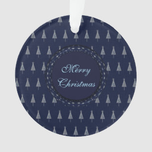 Elegant Blue Christmas Trees and Stars Ornament