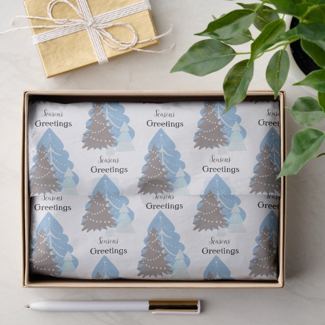 Elegant Blue Christmas Trees Weihnachten Weihnacht Seidenpapier (Geschenk)