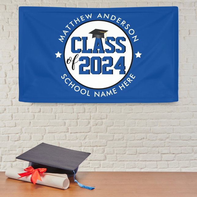 Elegant Blue Class of 2023 Graduation Party Banner (Von Creator hochgeladen)