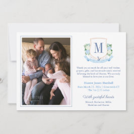 Elegant Blue Coastal Monogram 6 Fotos Baby Birth Ankündigung