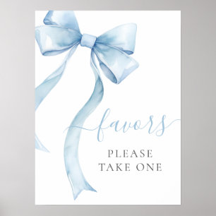 Elegant Blue Coquette Bow Boy Baby Favoriten Poster