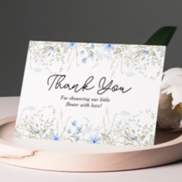 Elegant Blue Cornflower Wildblume Baby Shower Dankeskarte