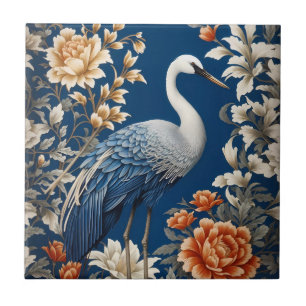 Elegant Blue Crane William Morris Inspiriert Fliese