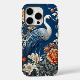 Elegant Blue Crane William Morris Inspiriert iPhone 16 Pro Hülle