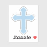 Elegant Blue Cross Aufkleber<br><div class="desc">Elegantes blaues Crosdesign für Baby Boy Taufen und Christenings.</div>
