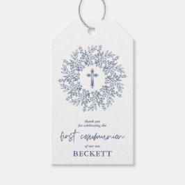 Elegant Blue Cross Boy First Communion Favor Geschenkanhänger