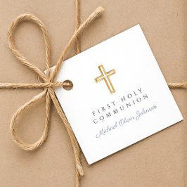 Elegant Blue Cross Boy First Communion Geschenkanhänger