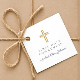 Elegant Blue Cross Boy First Communion Geschenkanhänger