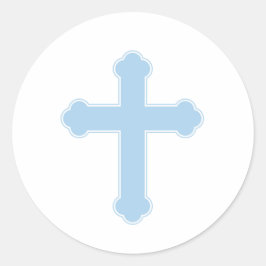 Elegant Blue Cross Ornament Runder Aufkleber