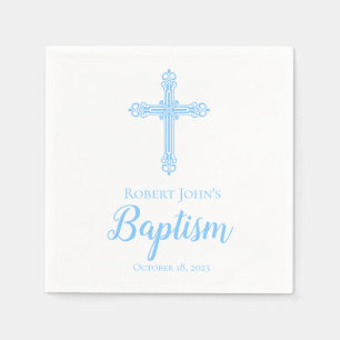 Elegant Blue Cross Taufe Personalisiert Napkin Serviette