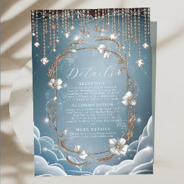 Elegant Blue Crystal Drops Wedding Begleitkarte