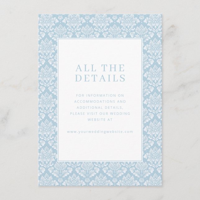 Elegant Blue Damask Begleitkarte (Vorderseite)