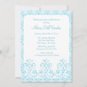 Elegant Blue Damask Bridal Dusche Einladung