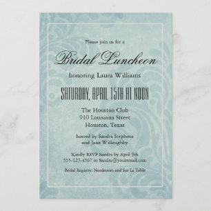 Elegant Blue Damask Bridal Luncheon Einladung
