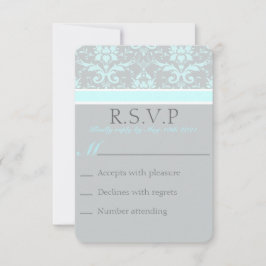 Elegant Blue Damask RSVP Card