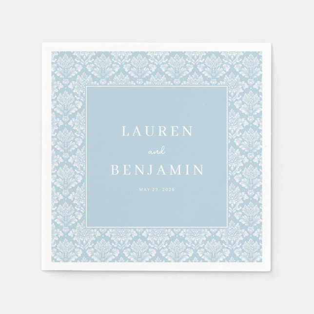 Elegant Blue Damask Serviette (Vorderseite)