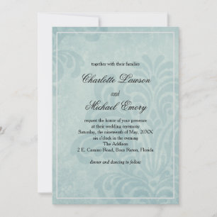 Elegant Blue Damask Wedding Einladung