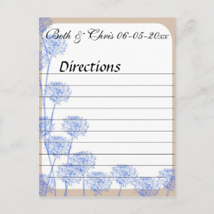 Elegant Blue Dandelion Wedding Directors Postkarte