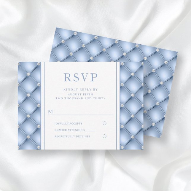 Elegant Blue Diamond Tufted Wedding RSVP (Von Creator hochgeladen)